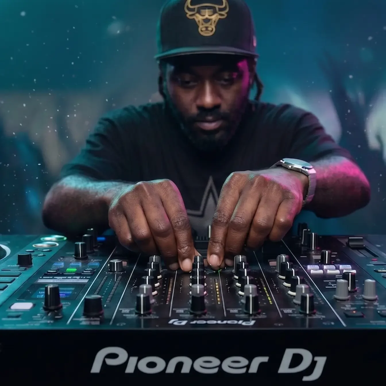 DJ Christerna mixing music at a luxury event in Dubai