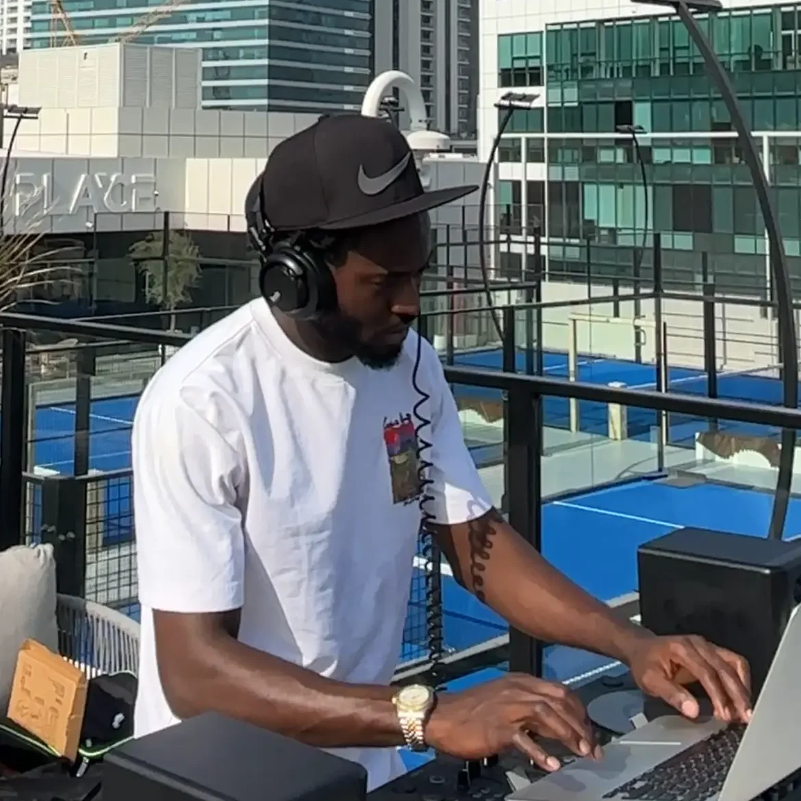 DJ Christerna performing an outdoor set in Dubai
